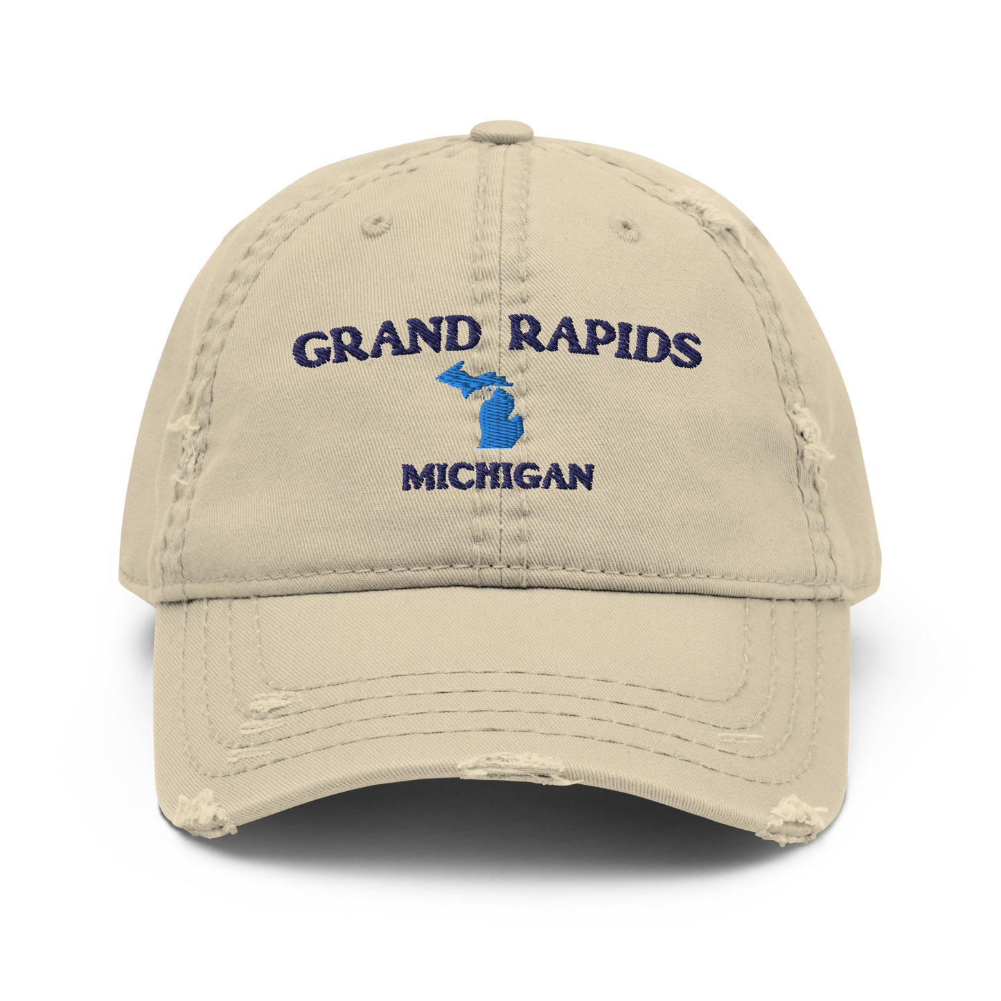 'Grand Rapids Michigan' Distressed Dad Hat (w/ Michigan Outline)