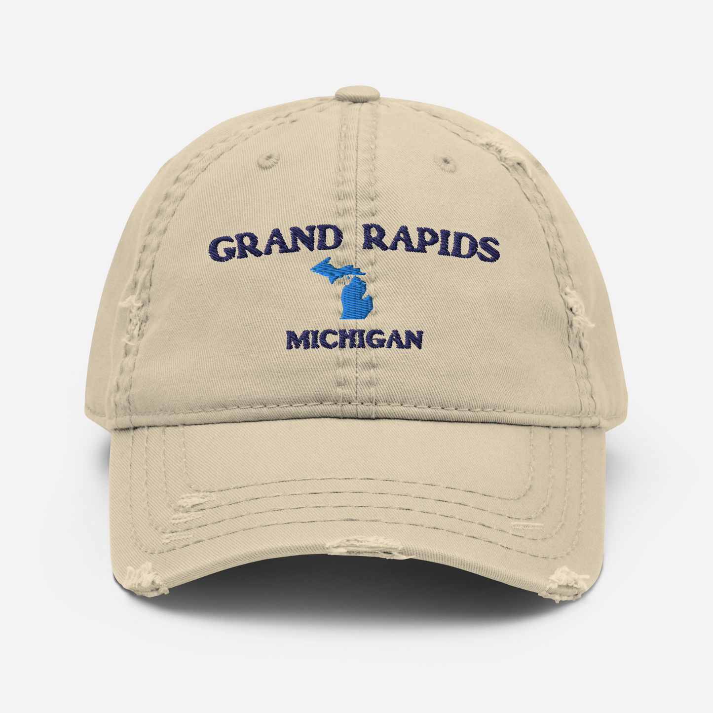 'Grand Rapids Michigan' Distressed Dad Hat (w/ Michigan Outline)