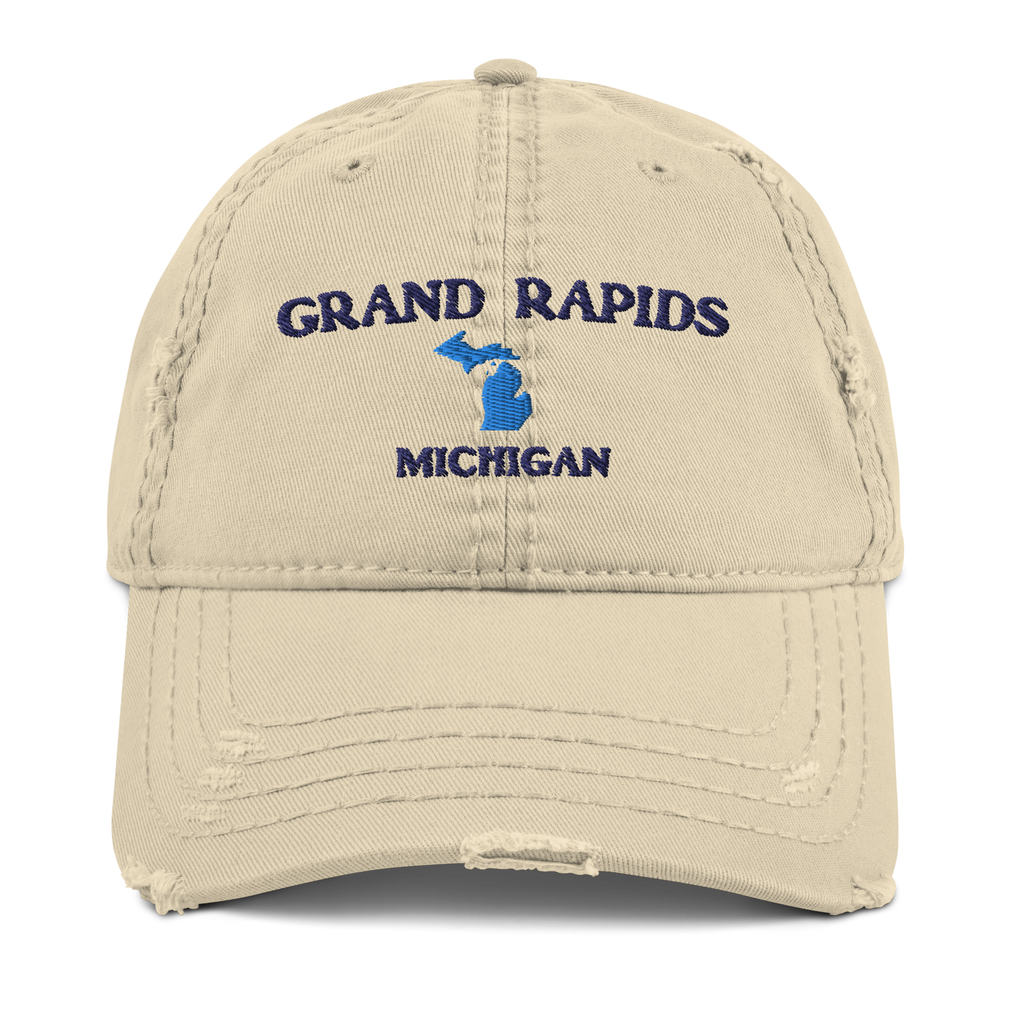 'Grand Rapids Michigan' Distressed Dad Hat (w/ Michigan Outline)