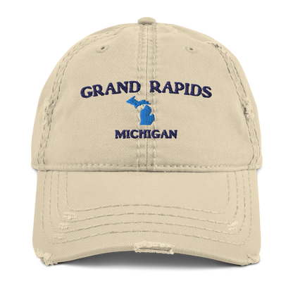 'Grand Rapids Michigan' Distressed Dad Hat (w/ Michigan Outline)