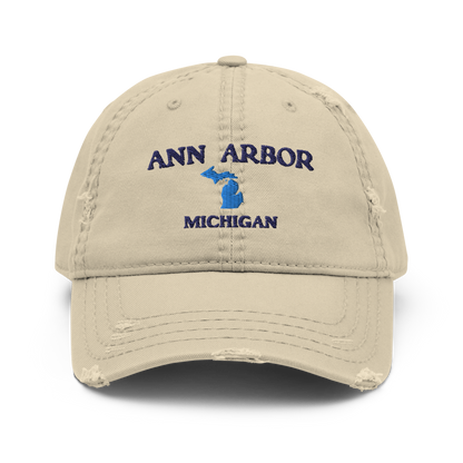 'Ann Arbor' Distressed Dad Hat (w/ Michigan Outline)