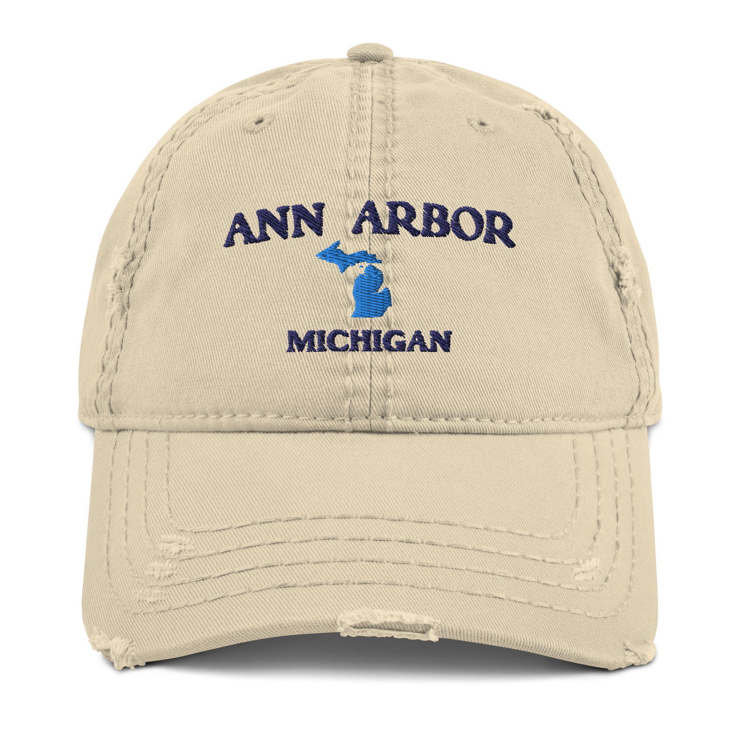 'Ann Arbor' Distressed Dad Hat (w/ Michigan Outline)