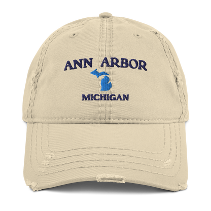 'Ann Arbor' Distressed Dad Hat (w/ Michigan Outline)