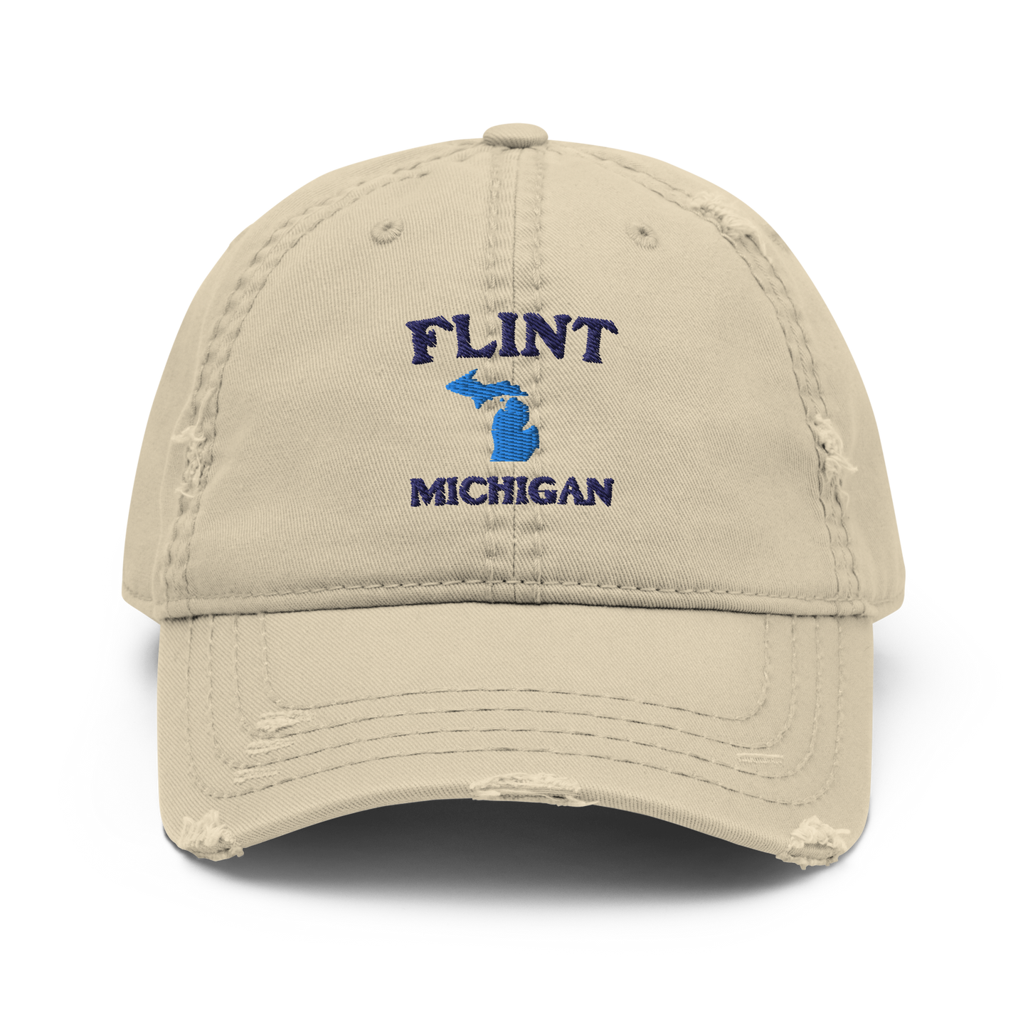 'Flint Michigan' Distressed Dad Hat (w/ Michigan Outline)