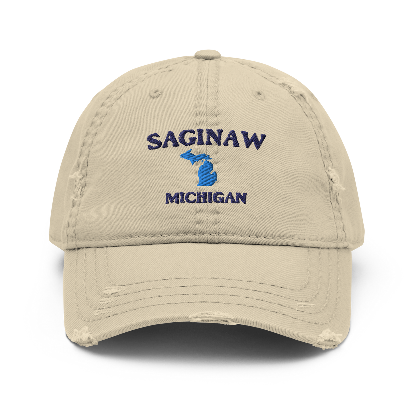 'Saginaw Michigan' Distressed Dad Hat (w/ Michigan Outline)