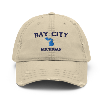 'Bay City Michigan' Distressed Dad Hat (w/ Michigan Outline)