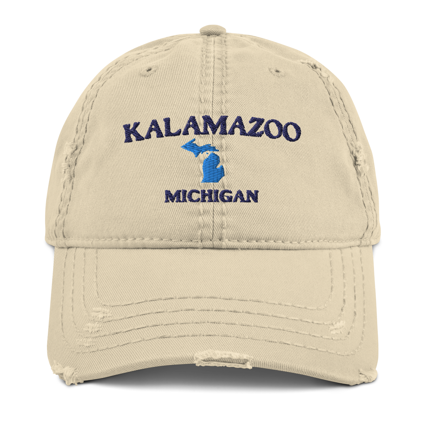 'Kalamazoo Michigan' Distressed Dad Hat (w/ Michigan Outline)