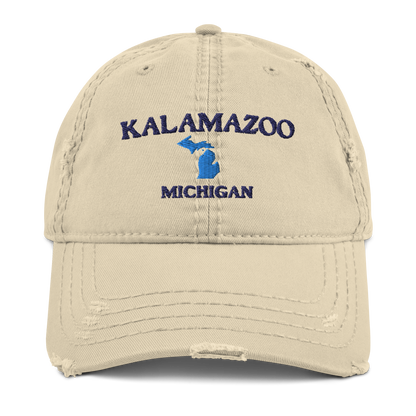 'Kalamazoo Michigan' Distressed Dad Hat (w/ Michigan Outline)