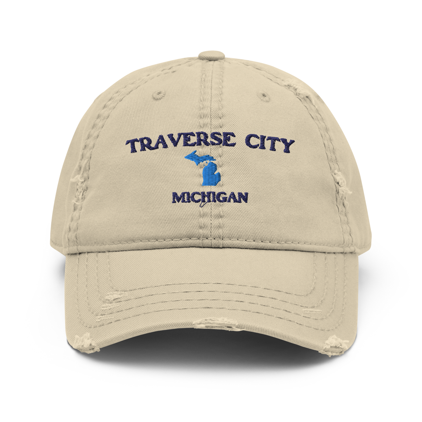 'Traverse City Michigan' Distressed Dad Hat (w/ Michigan Outline)