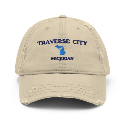 'Traverse City Michigan' Distressed Dad Hat (w/ Michigan Outline)