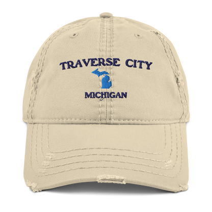 'Traverse City Michigan' Distressed Dad Hat (w/ Michigan Outline)