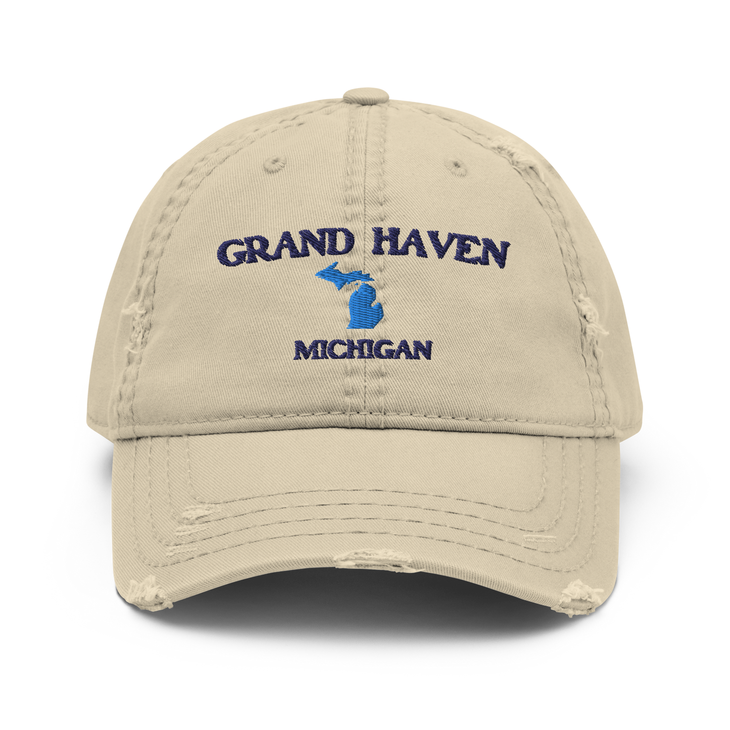 'Grand Haven Michigan' Distressed Dad Hat (w/ Michigan Outline)