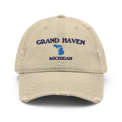 'Grand Haven Michigan' Distressed Dad Hat (w/ Michigan Outline)