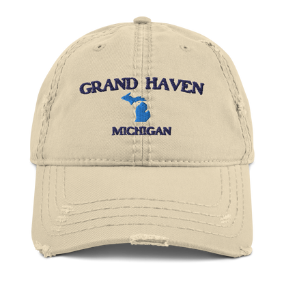 'Grand Haven Michigan' Distressed Dad Hat (w/ Michigan Outline)