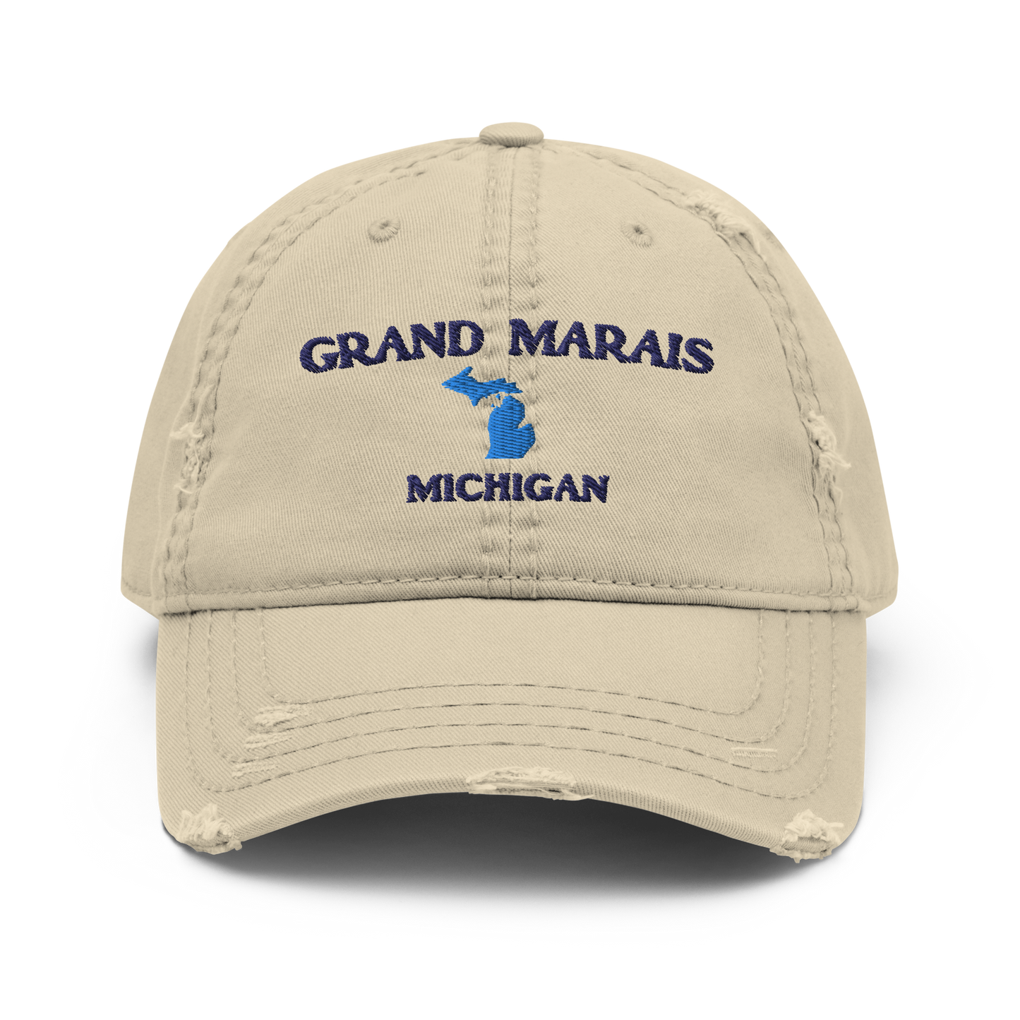 'Grand Marais Michigan' Distressed Dad Hat (w/ Michigan Outline)