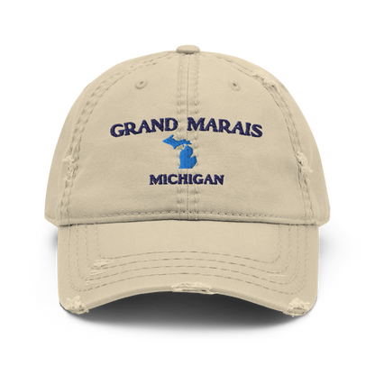 'Grand Marais Michigan' Distressed Dad Hat (w/ Michigan Outline)