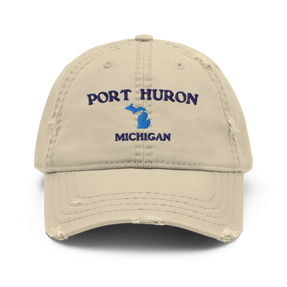 'Port Huron Michigan' Distressed Dad Hat (w/ Michigan Outline)