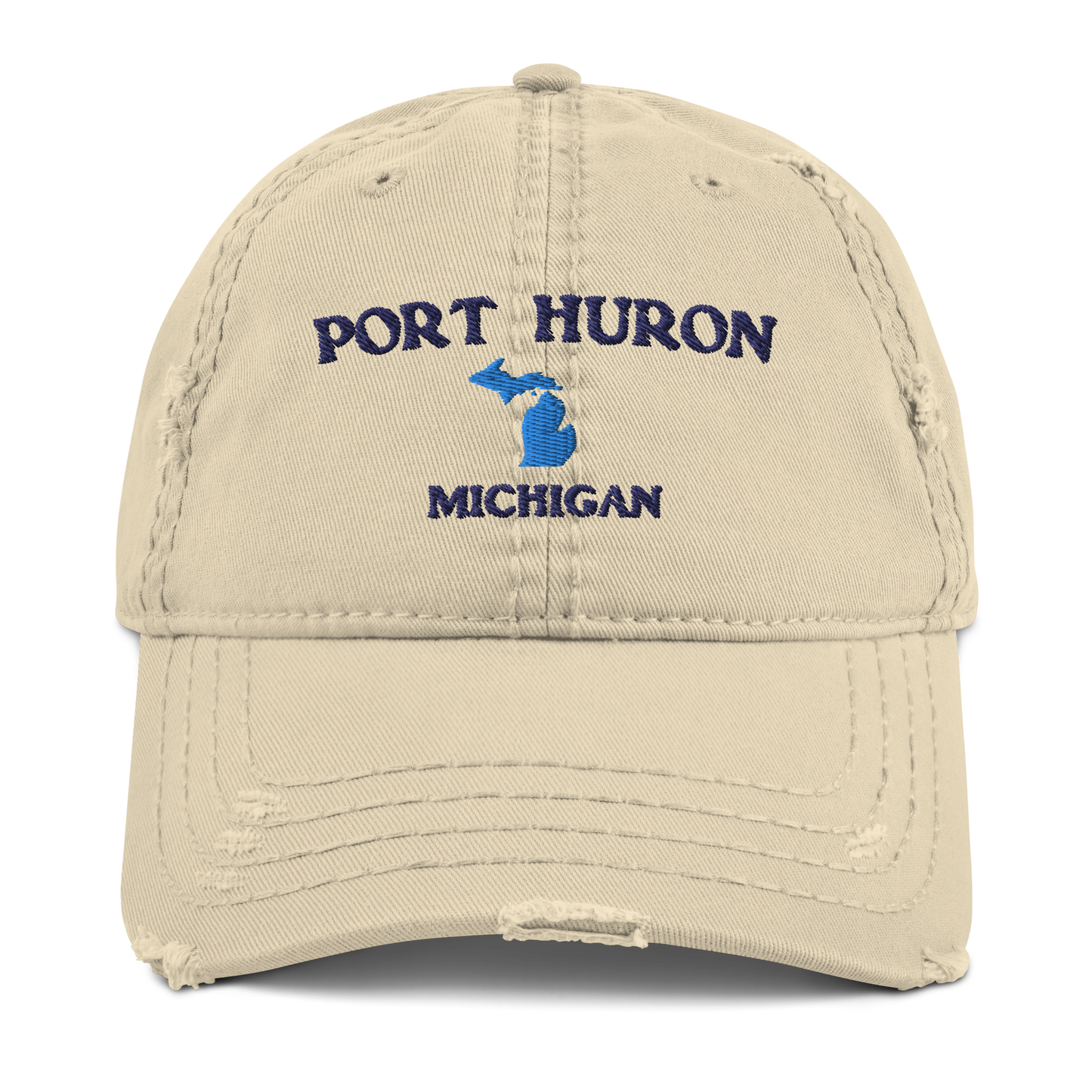 'Port Huron Michigan' Distressed Dad Hat (w/ Michigan Outline)