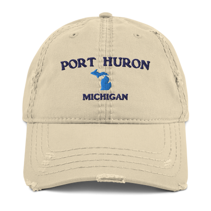 'Port Huron Michigan' Distressed Dad Hat (w/ Michigan Outline)