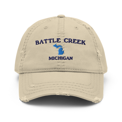 'Battle Creek Michigan' Distressed Dad Hat (w/ Michigan Outline)