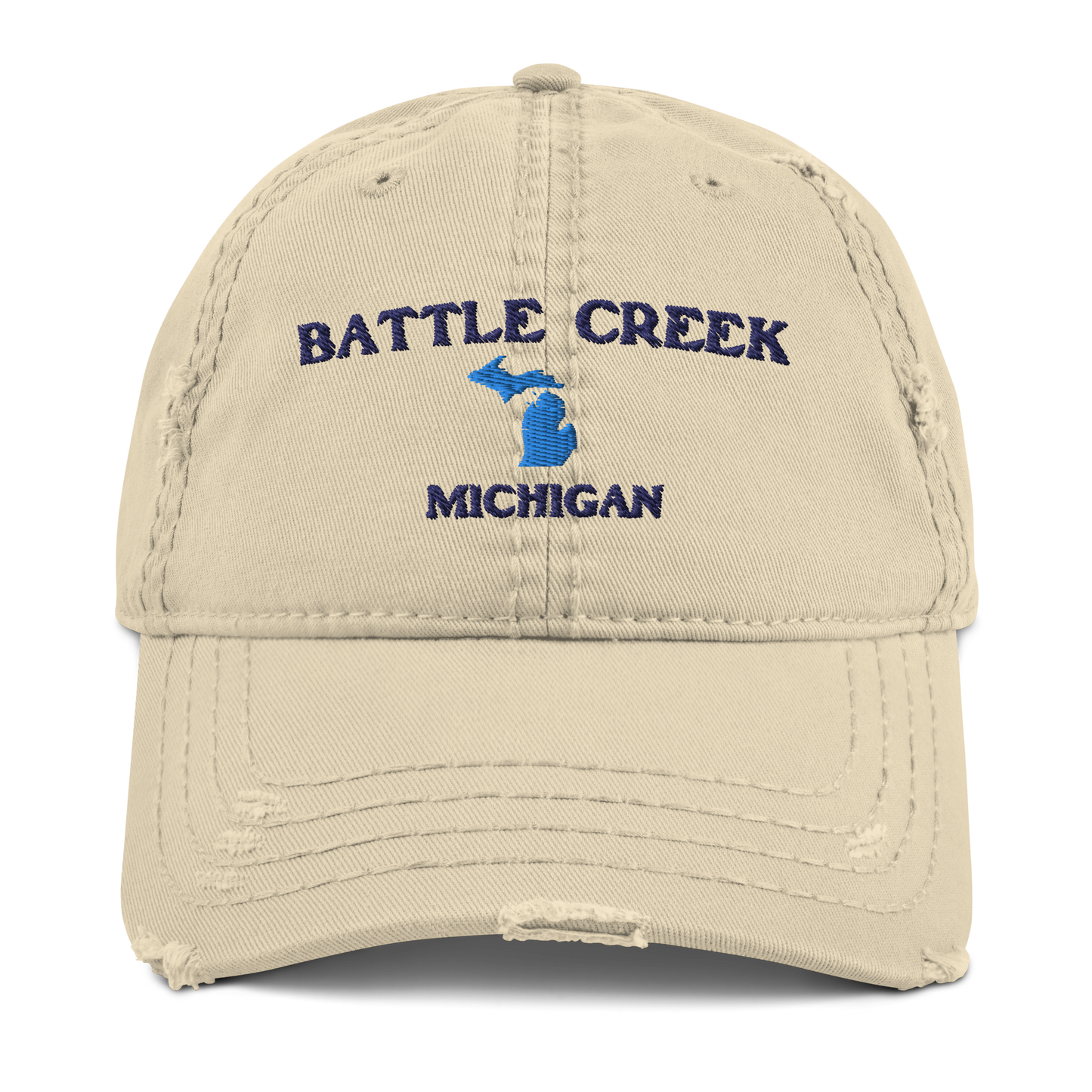 'Battle Creek Michigan' Distressed Dad Hat (w/ Michigan Outline)