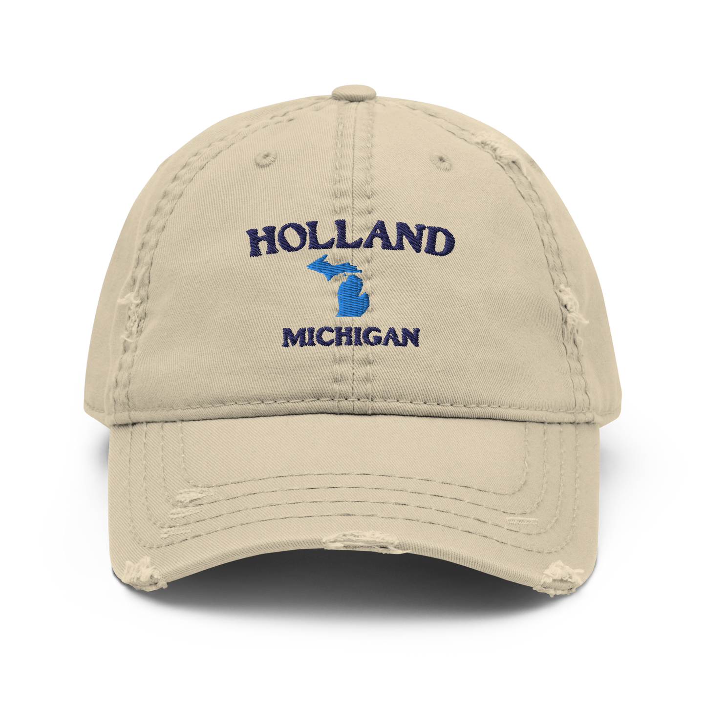 'Holland Michigan' Distressed Dad Hat (w/ Michigan Outline)