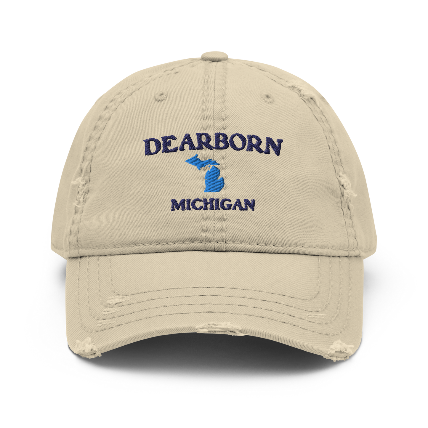 'Dearborn Michigan' Distressed Dad Hat (w/ Michigan Outline)