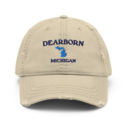 'Dearborn Michigan' Distressed Dad Hat (w/ Michigan Outline)