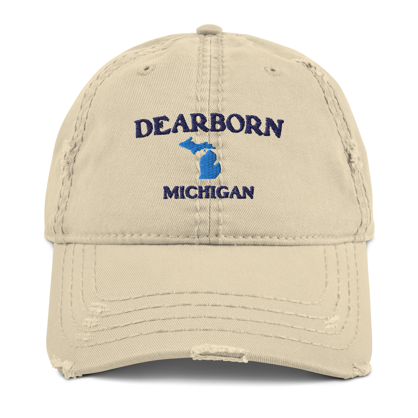 'Dearborn Michigan' Distressed Dad Hat (w/ Michigan Outline)