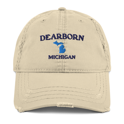 'Dearborn Michigan' Distressed Dad Hat (w/ Michigan Outline)