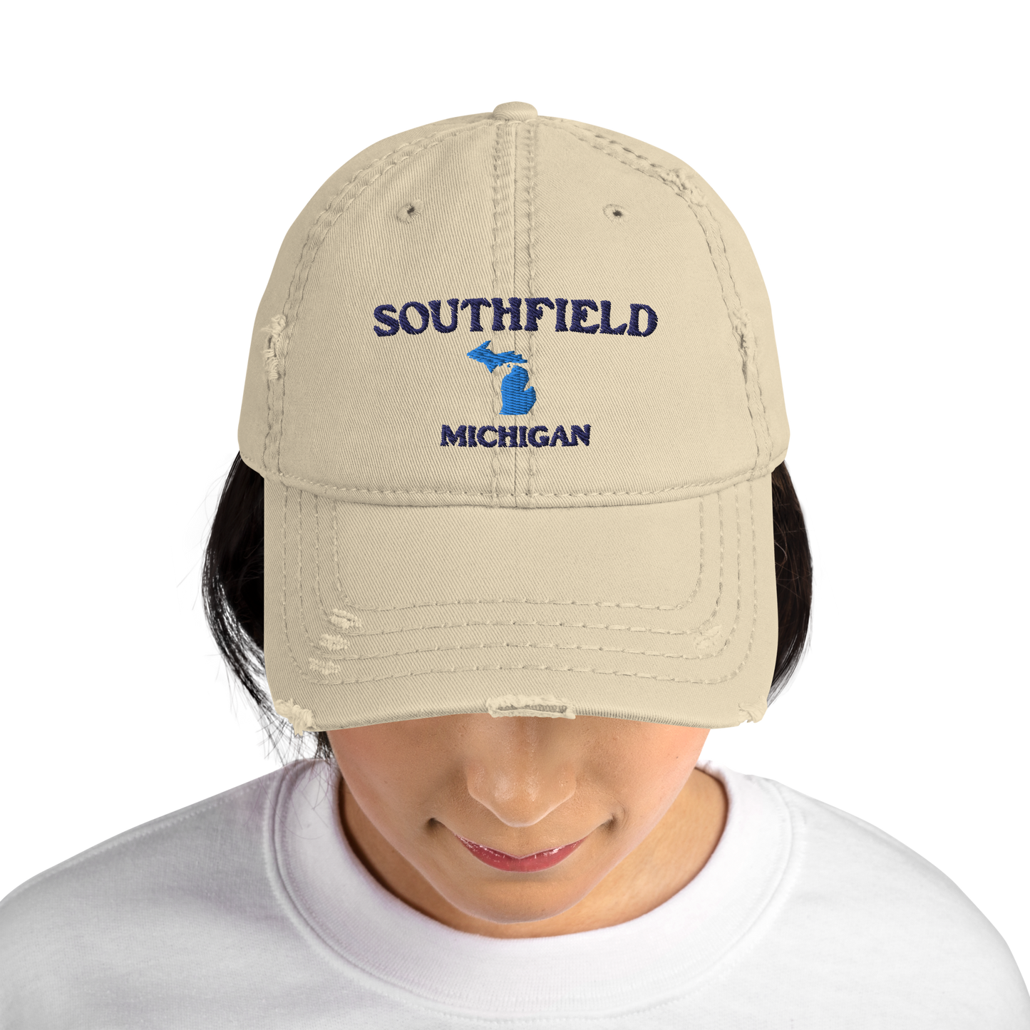 'Southfield Michigan' Distressed Dad Hat (w/ Michigan Outline)