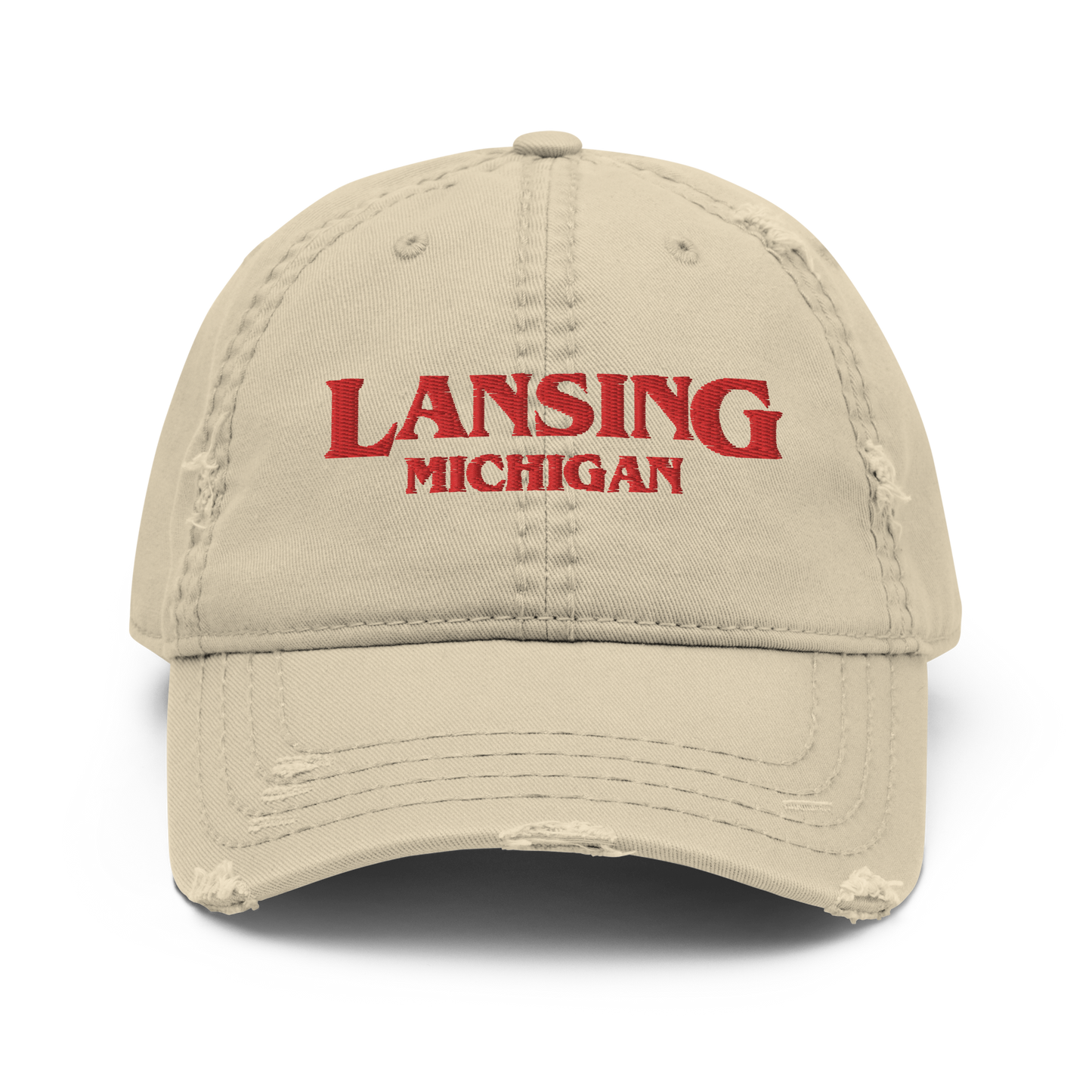 'Lansing Michigan' Distressed Dad Hat (1980s Drama Parody)