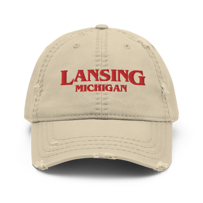 'Lansing Michigan' Distressed Dad Hat (1980s Drama Parody)