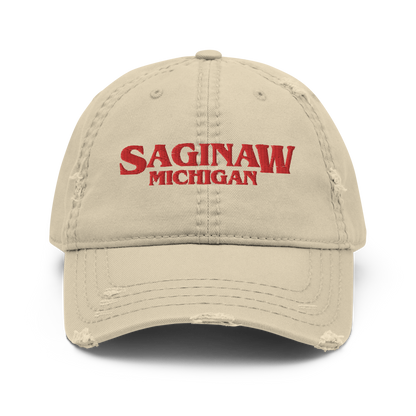 'Saginaw Michigan' Distressed Dad Hat (1980s Drama Parody)