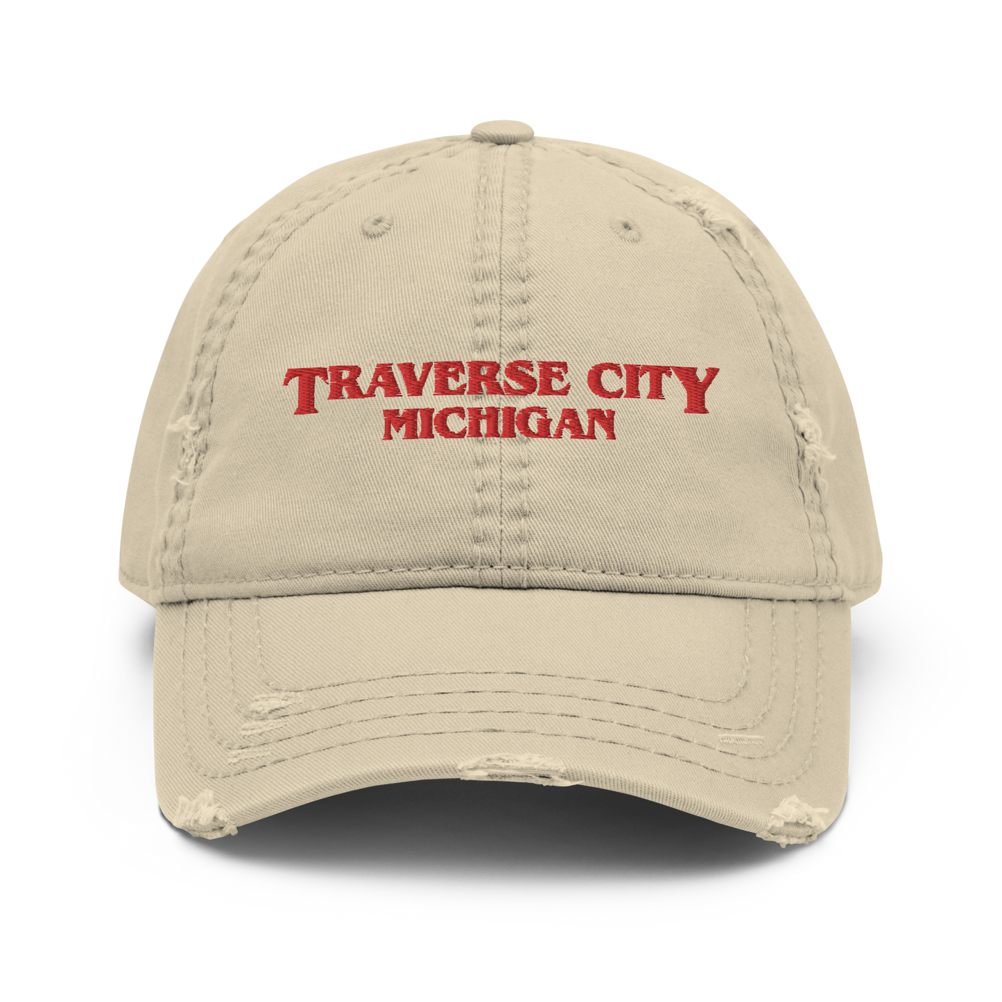 'Traverse City Michigan' Distressed Dad Hat (1980s Drama Parody)