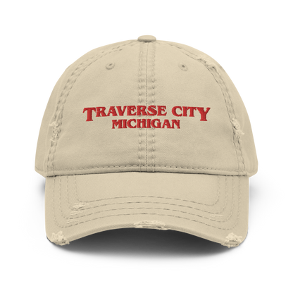 'Traverse City Michigan' Distressed Dad Hat (1980s Drama Parody)