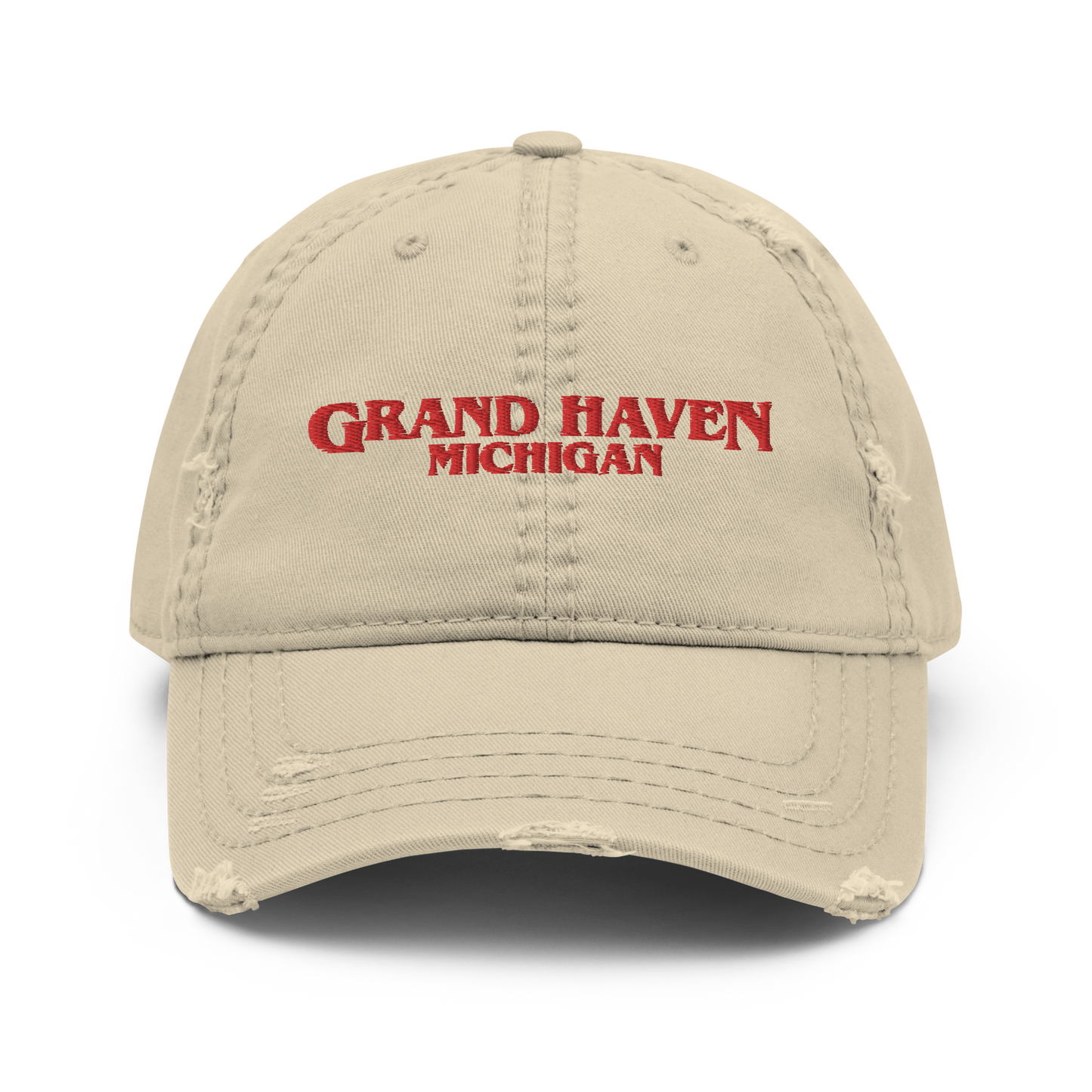 'Grand Haven Michigan' Distressed Dad Hat (1980s Drama Parody)