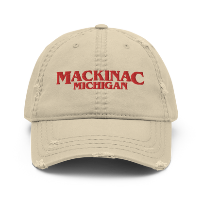 'Mackinac Michigan' Distressed Dad Hat (1980s Drama Parody)