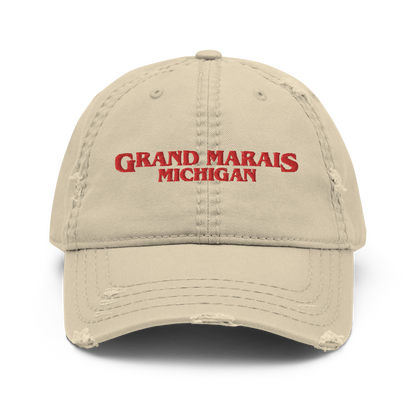 'Grand Marais Michigan' Distressed Dad Hat (1980s Drama Parody)