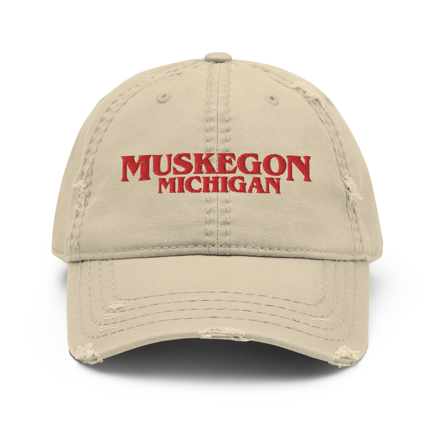 'Muskegon Michigan' Distressed Dad Hat (1980s Drama Parody)