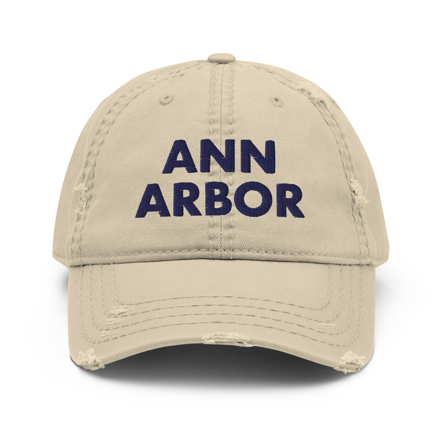 'Ann Arbor' Distressed Dad Hat | Gold/Navy Embroidery