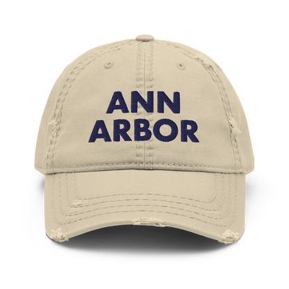 'Ann Arbor' Distressed Dad Hat | Gold/Navy Embroidery