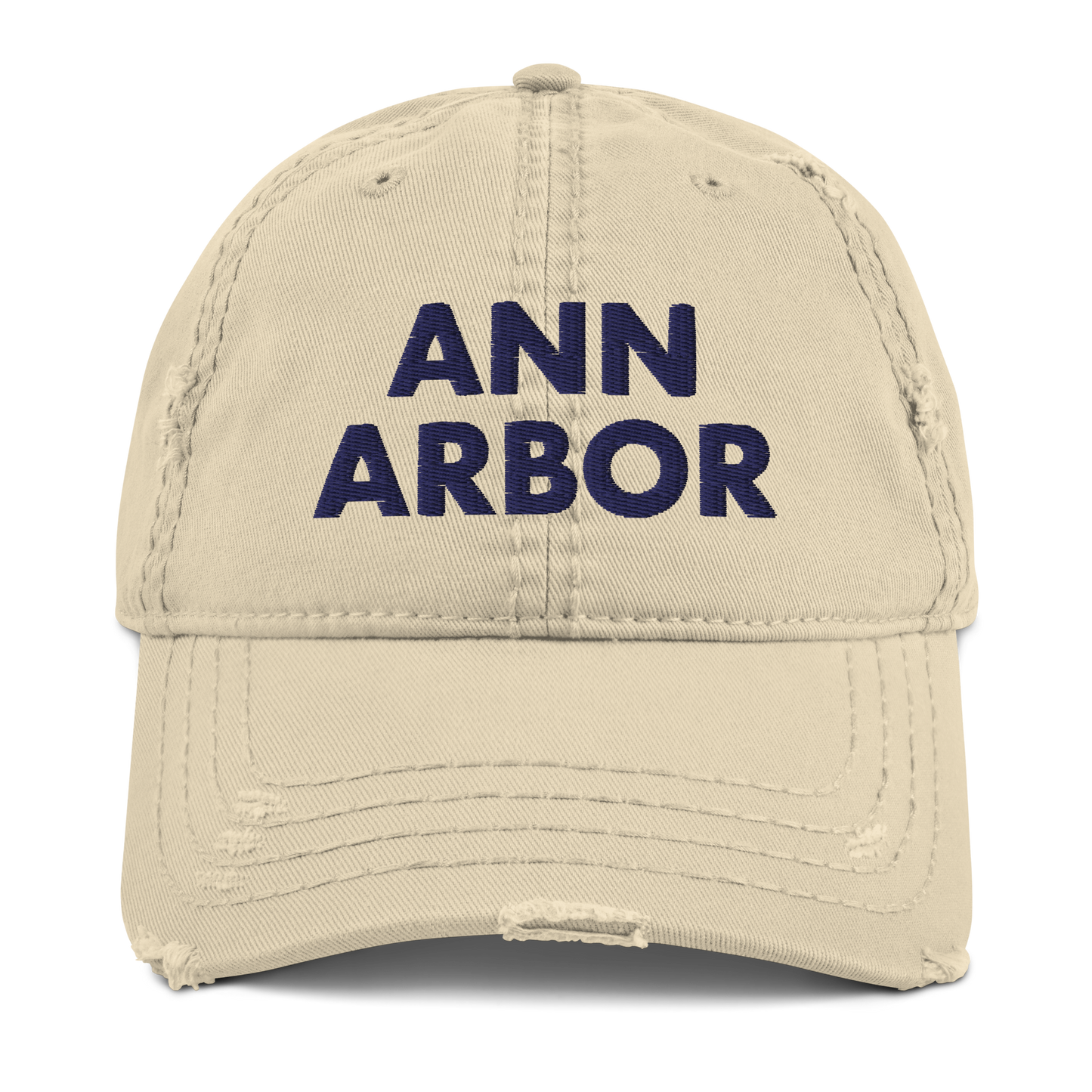 'Ann Arbor' Distressed Dad Hat | Gold/Navy Embroidery