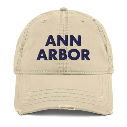 'Ann Arbor' Distressed Dad Hat | Gold/Navy Embroidery