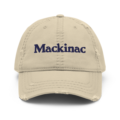 'Mackinac' Distressed Dad Hat | White/Navy Embroidery