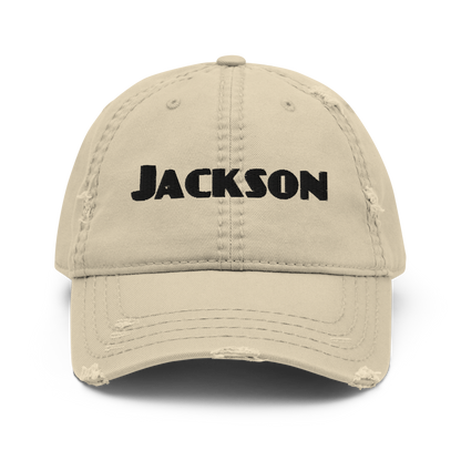 'Jackson' Distressed Dad Hat | White/Black