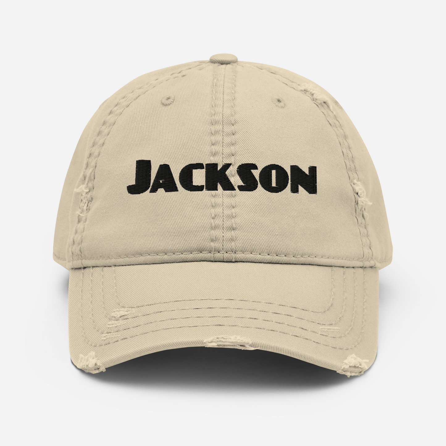 'Jackson' Distressed Dad Hat | White/Black