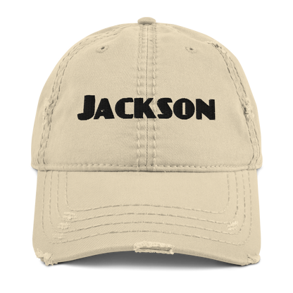 'Jackson' Distressed Dad Hat | White/Black