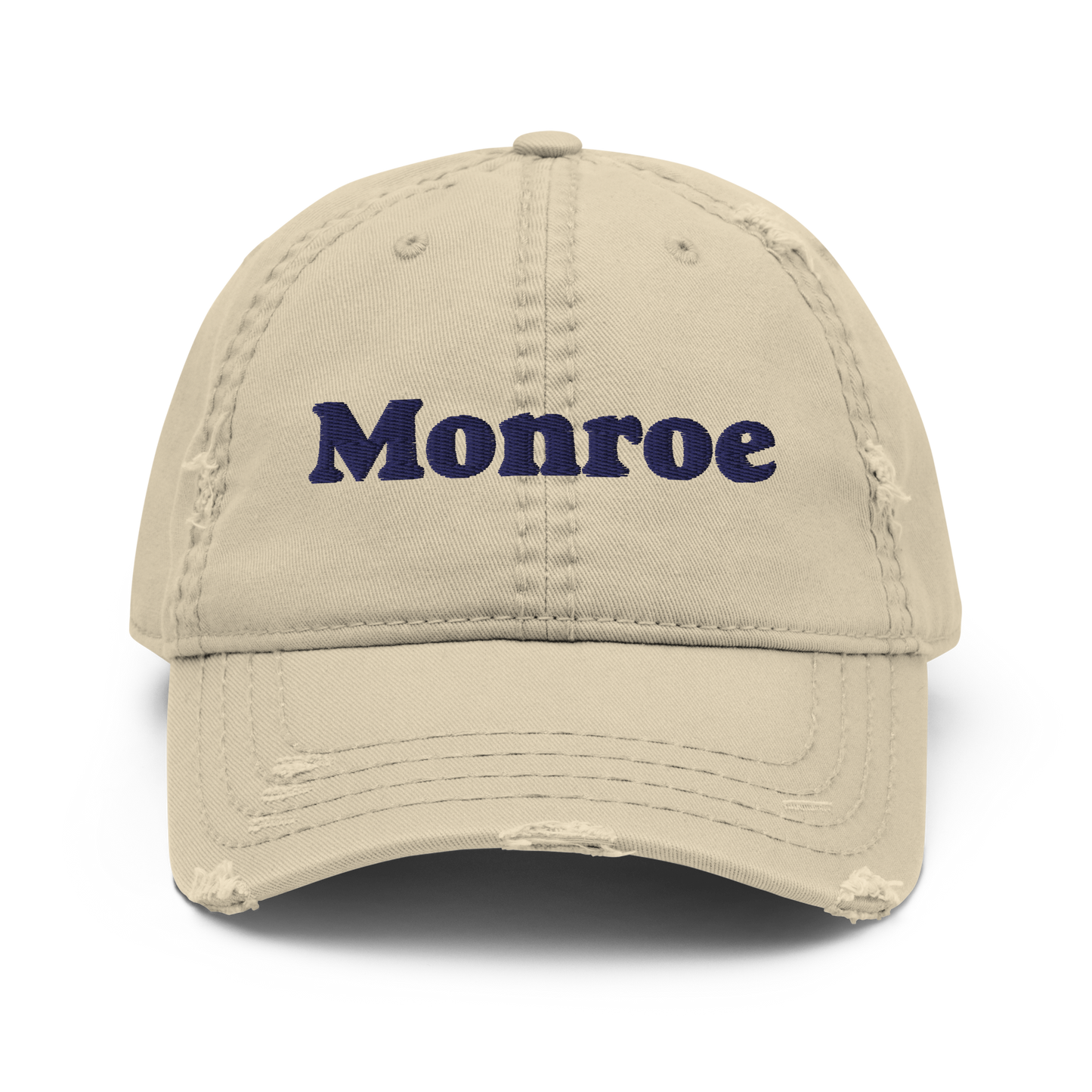 'Monroe' Distressed Dad Hat | White/Black Embroidery