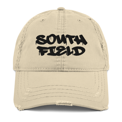 'Southfield' Distressed Dad Hat | White/Black Embroidery